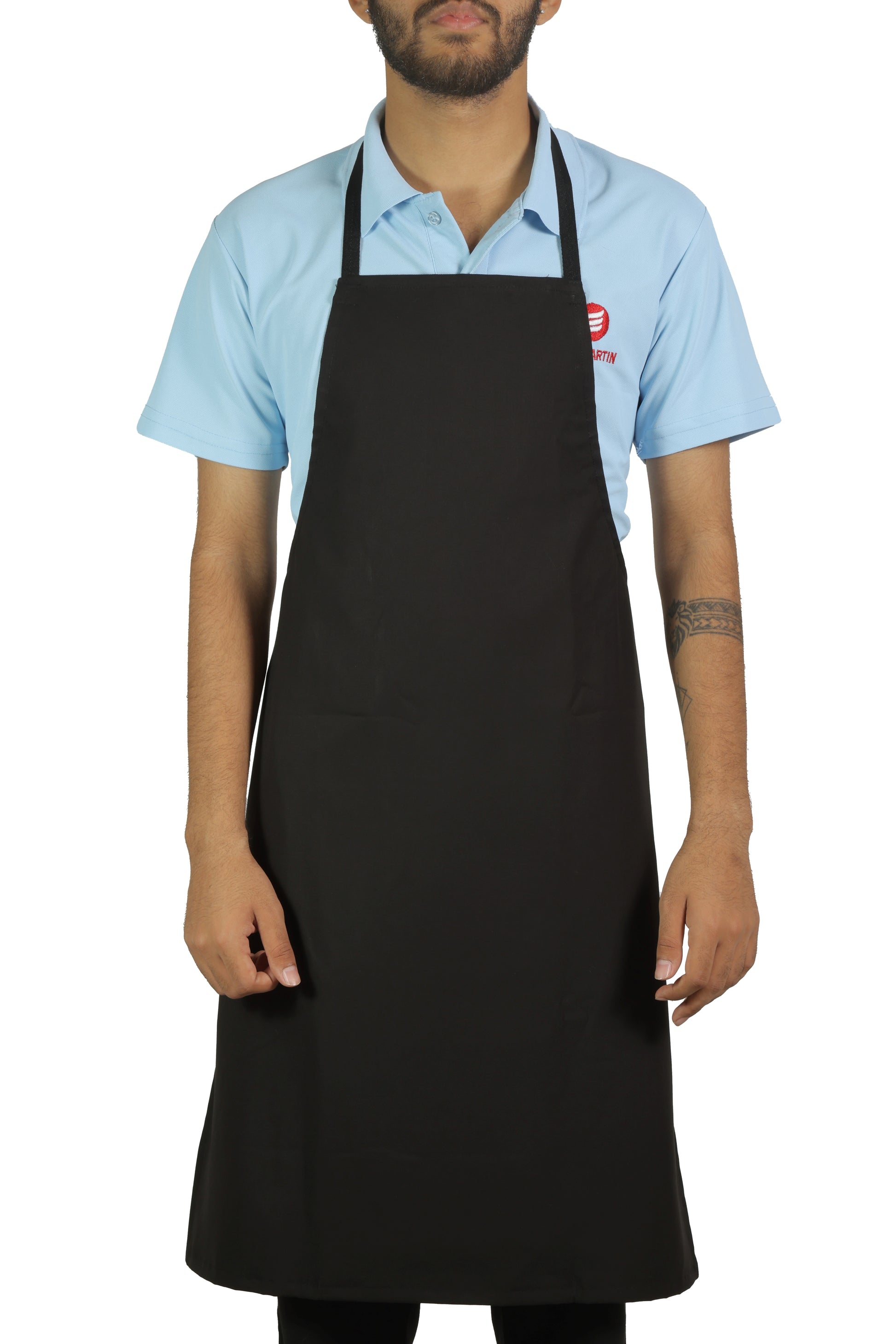 San Martin Black Neck Apron with front pocket Polyester Viscose durable breathable and fire resistance fabric