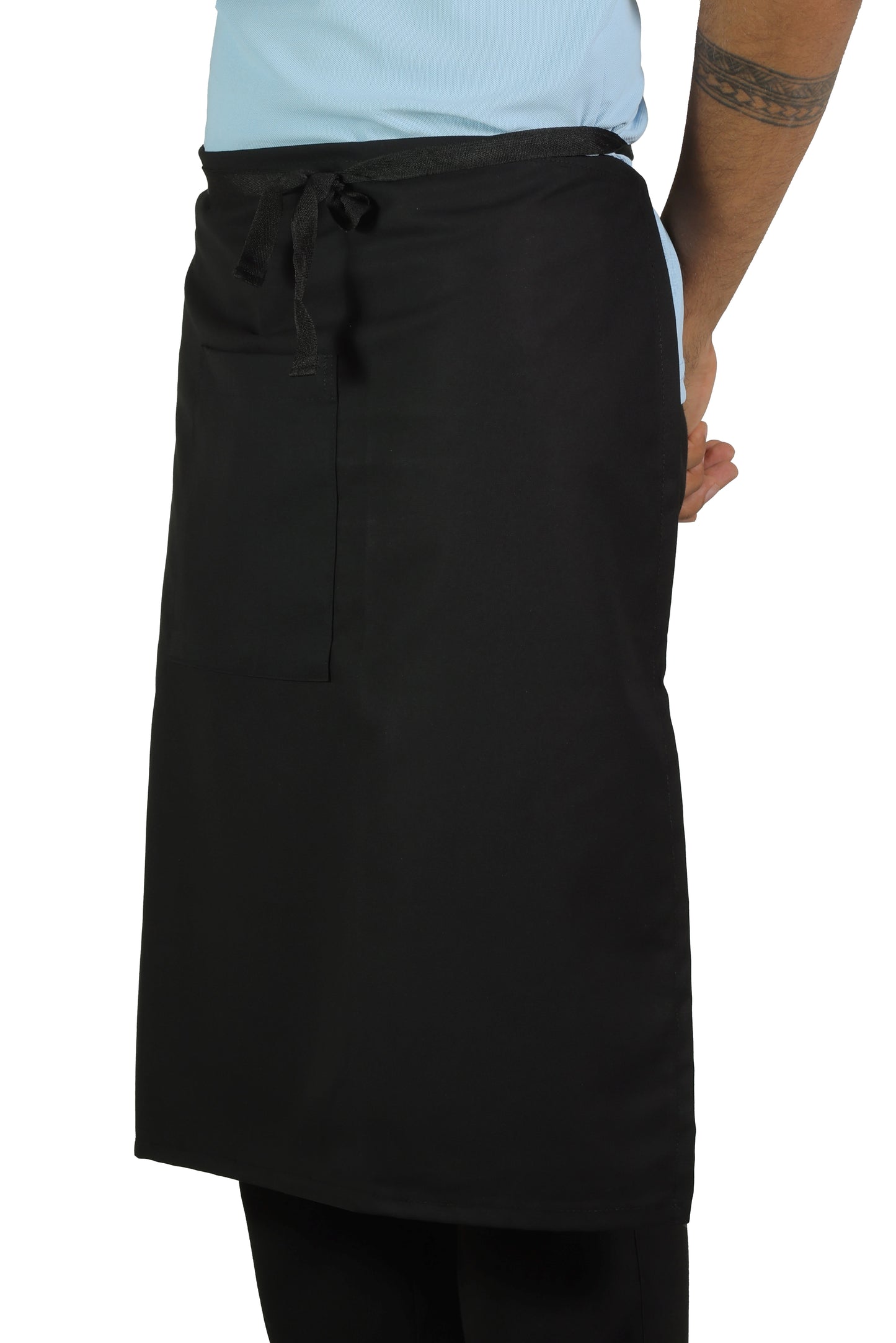 San Martin Black Washing waist Apron with front pocket Polyester Viscose durable breathable and fire resistance fabric with inner washing plastic material