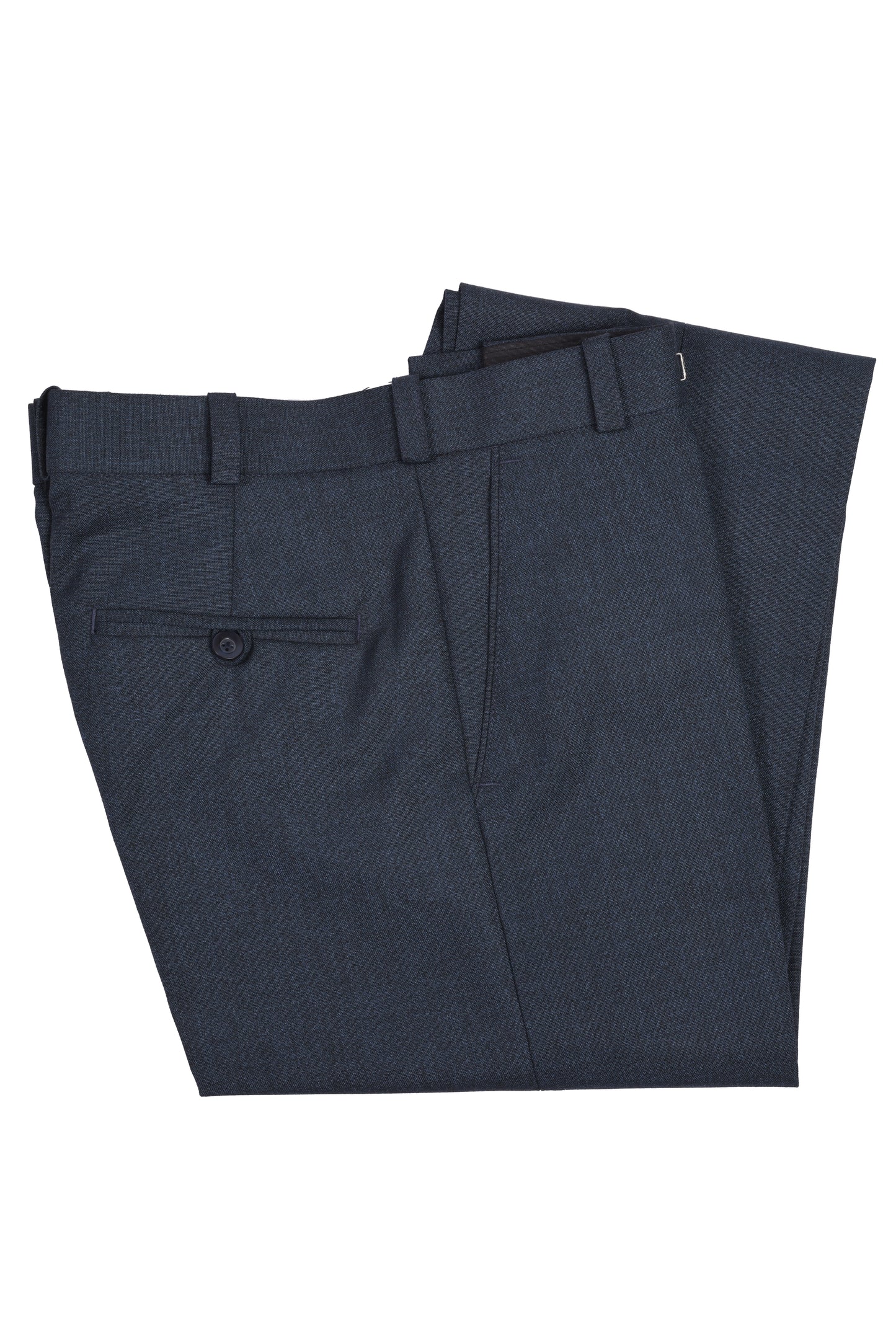 San Martin Formal Mixture Blue Polyester Viscose Non pleated Trousers