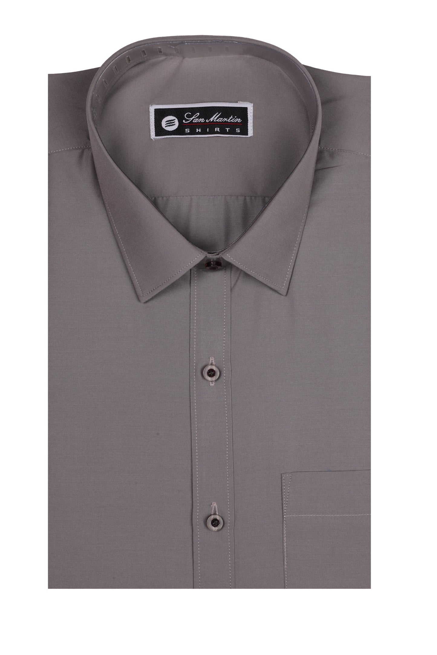 San Martin Formal Taupe Grey Polyester Cotton shirt full sleeves