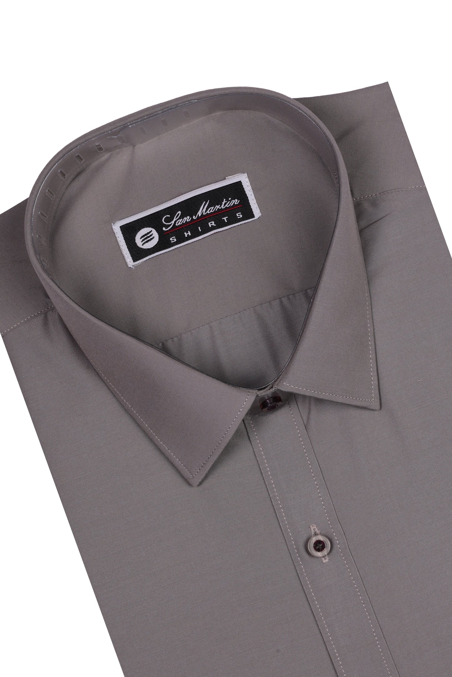 San Martin Formal Taupe Grey Polyester Cotton shirt full sleeves