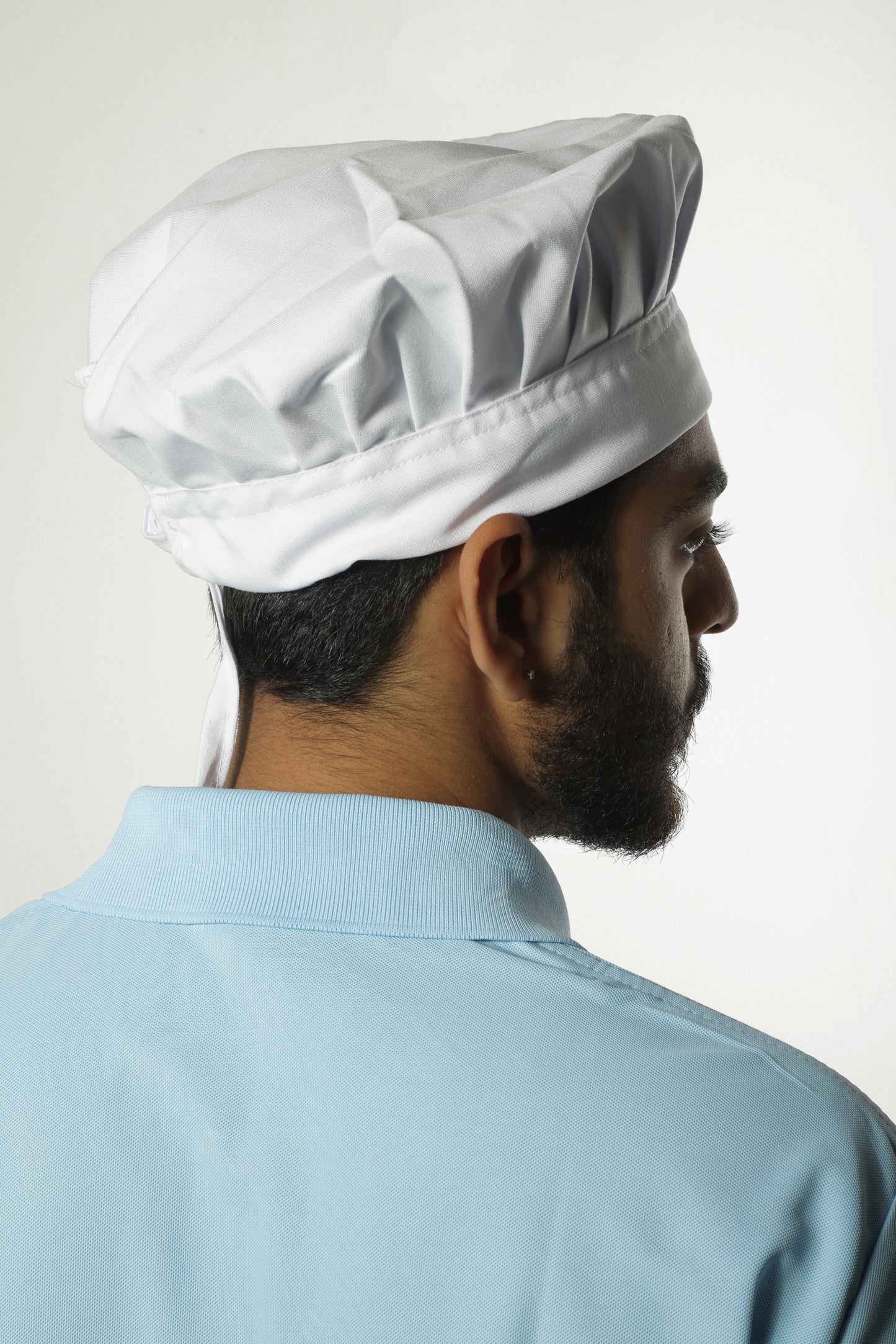 San Martin White Chef Cap with lace Polyester viscose durable heat resistance breathable fabric