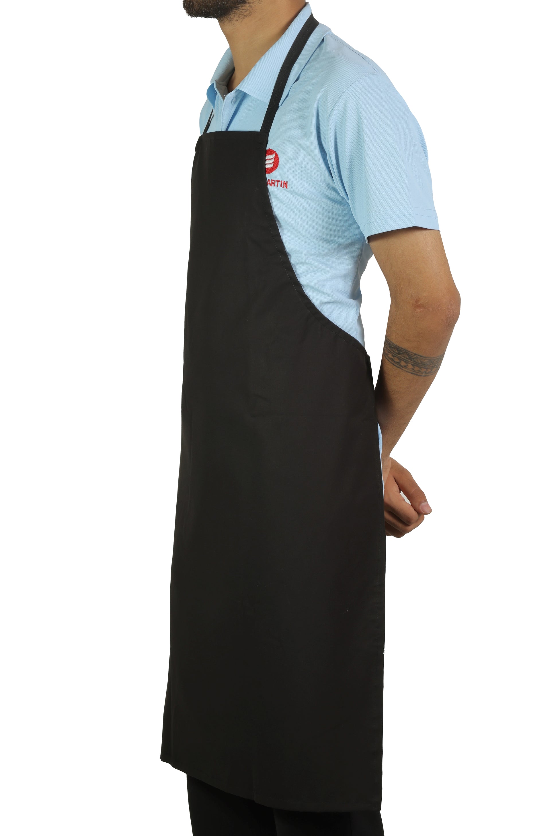 San Martin Black Washing Neck Apron  Polyester Viscose durable breathable and fire resistance fabric with inner washing plastic material