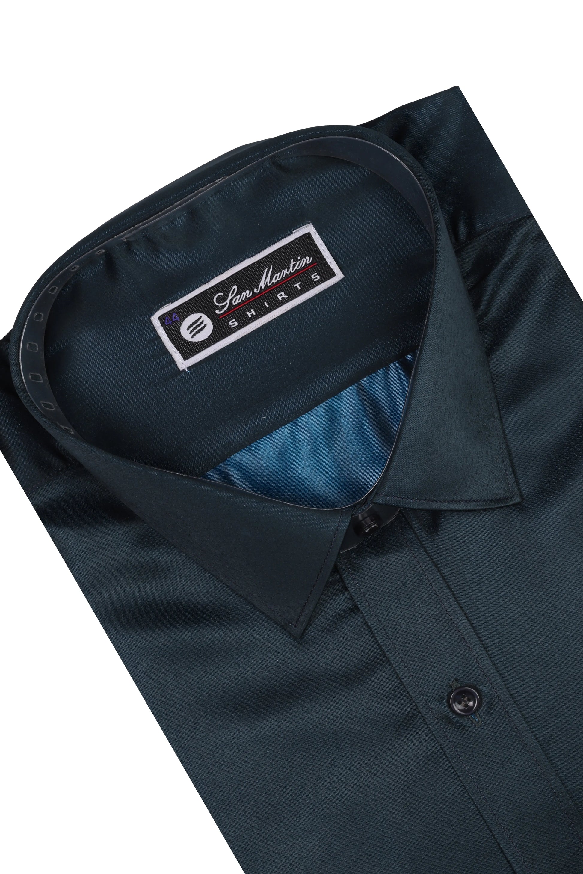San martin Casual Dark green satin shirt full sleeves