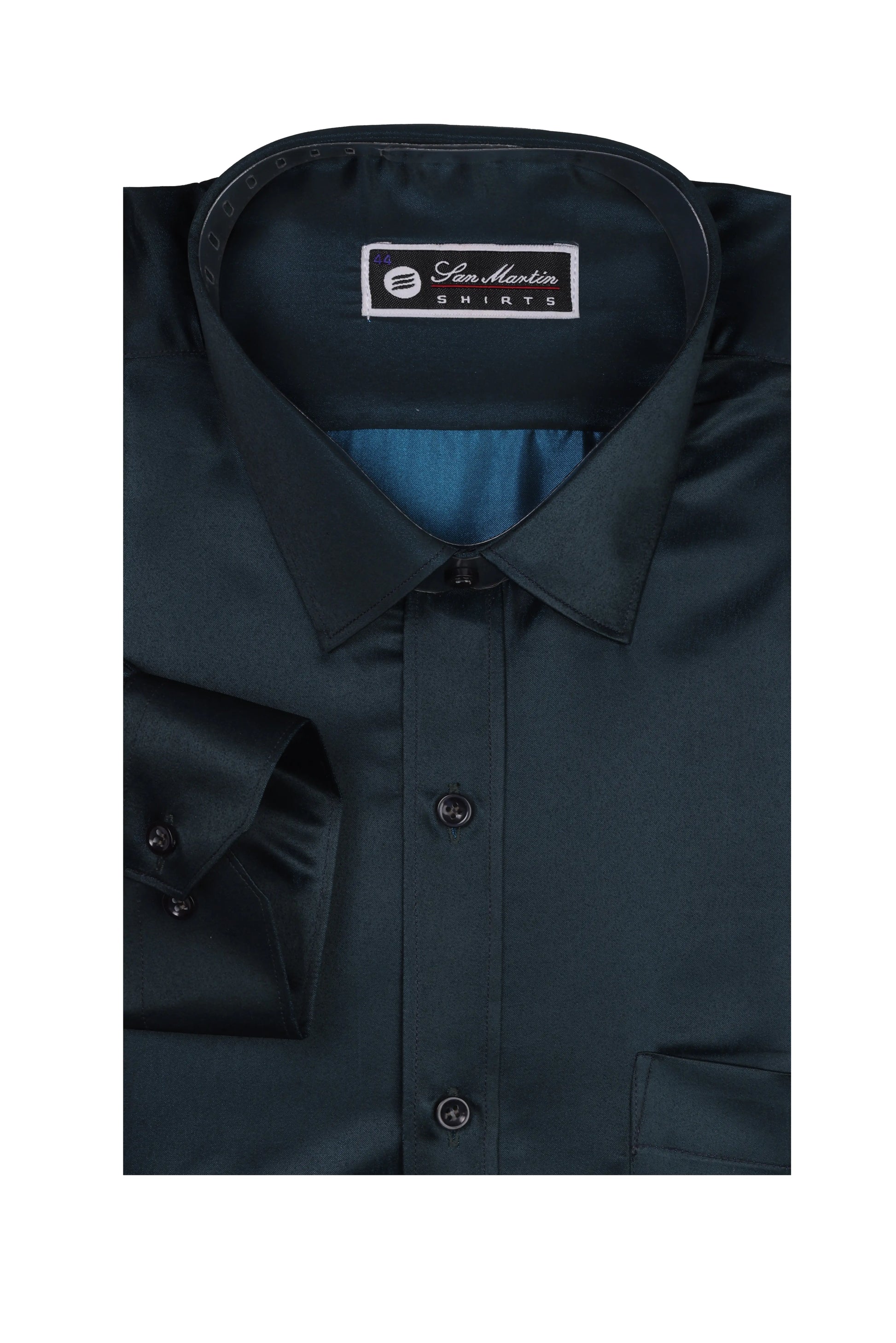 San martin Casual Dark green satin shirt full sleeves