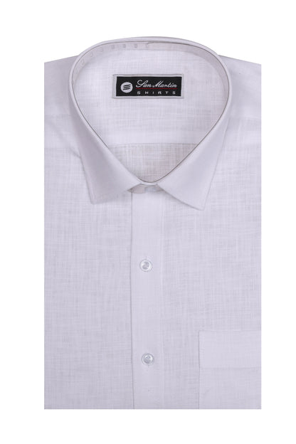 San Martin Cotton Linen White Full Sleeves Shirt