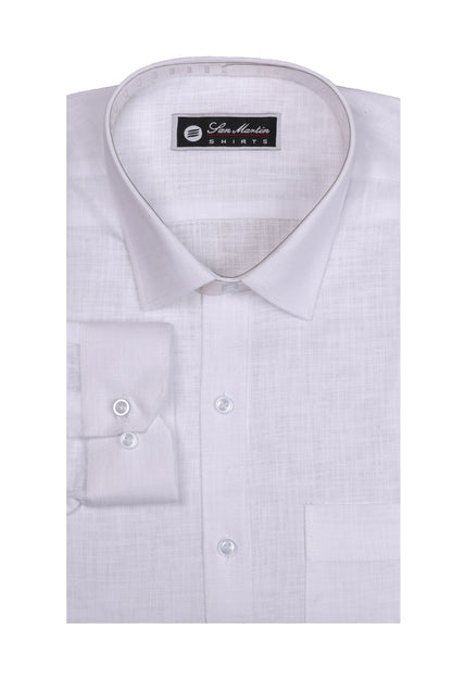 San Martin Cotton Linen White Full Sleeves Shirt