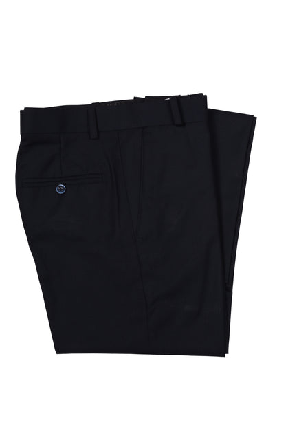 San Martin Formal Black Polyester Viscose Non pleated Trousers