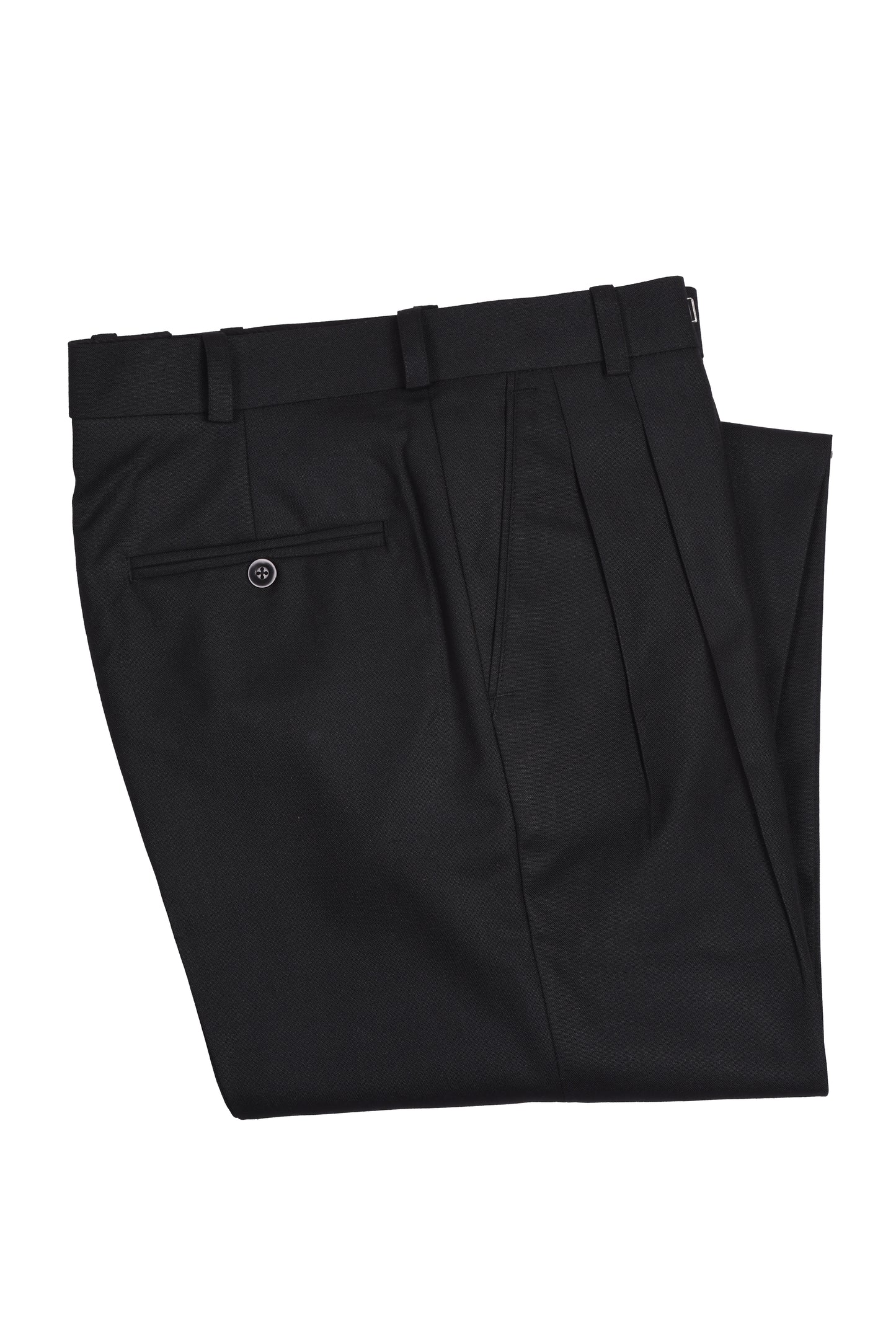 San Martin Formal Black Polyester viscose double pleated trousers