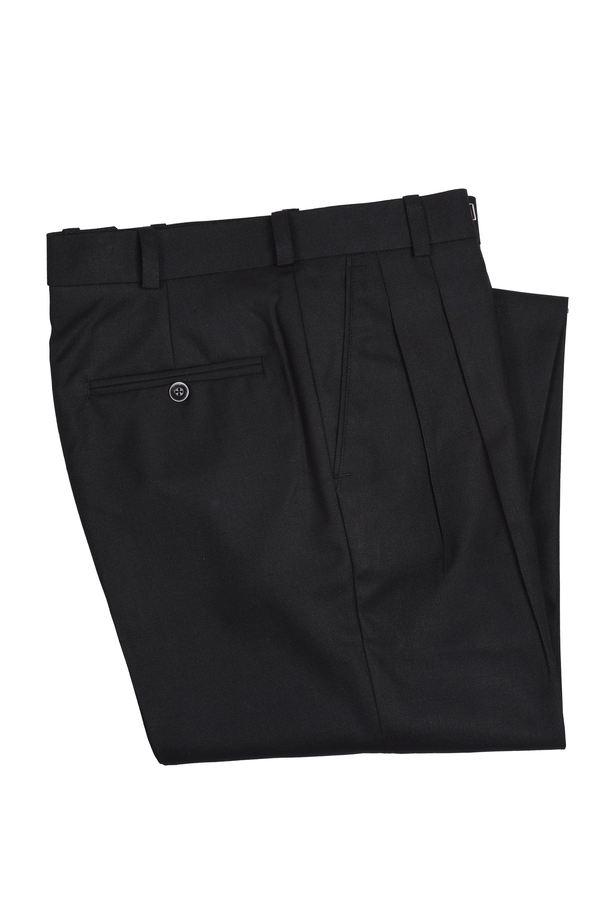 San Martin Formal Black Polyester viscose double pleated trousers