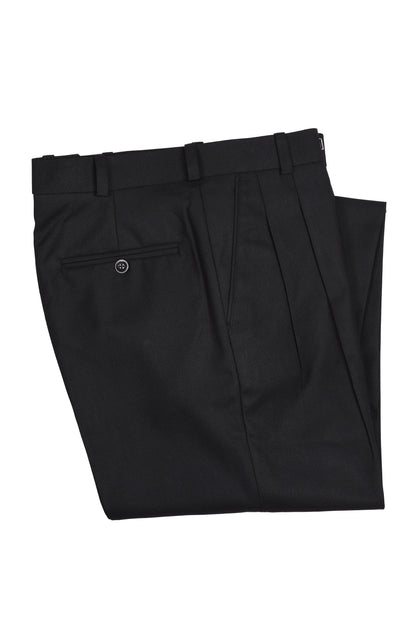 San Martin Formal Black Polyester viscose double pleated trousers