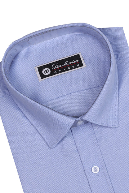 San Martin Formal Chambray weave Sky blue shirt Full Sleeves