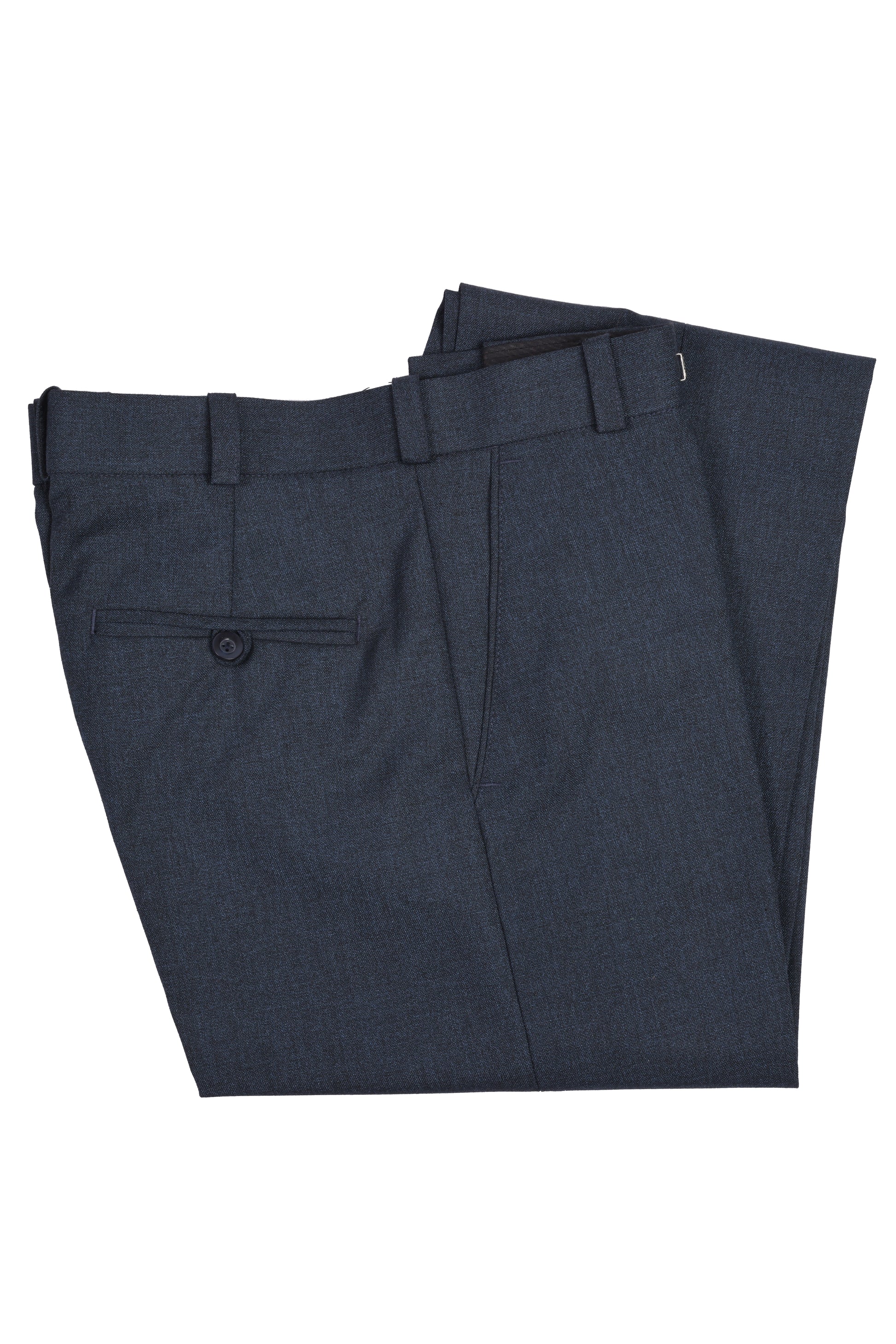 San Martin Formal Mixture Blue Polyester Viscose Non pleated Trousers