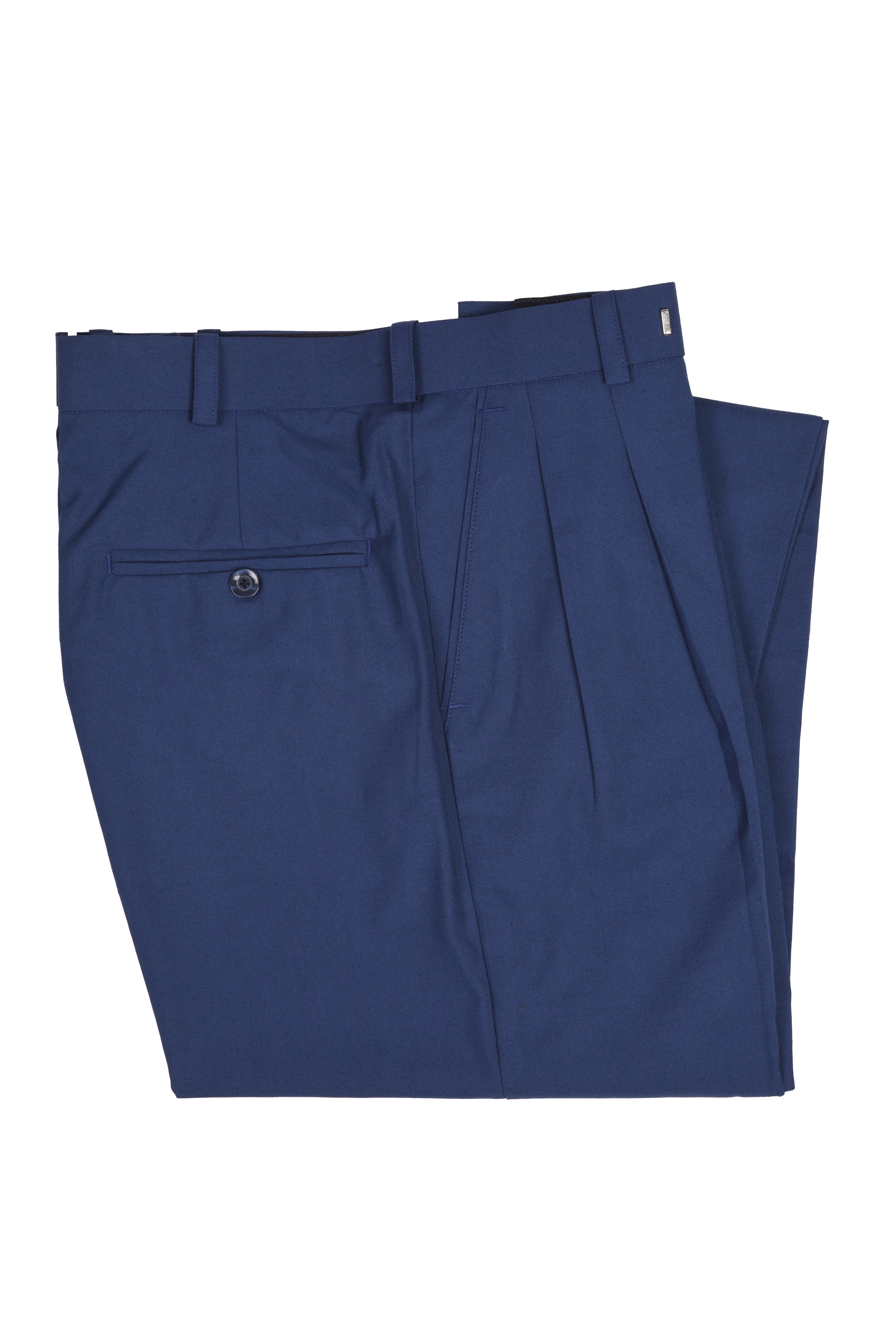San Martin Formal Royal Blue Polyester viscose double pleated trousers