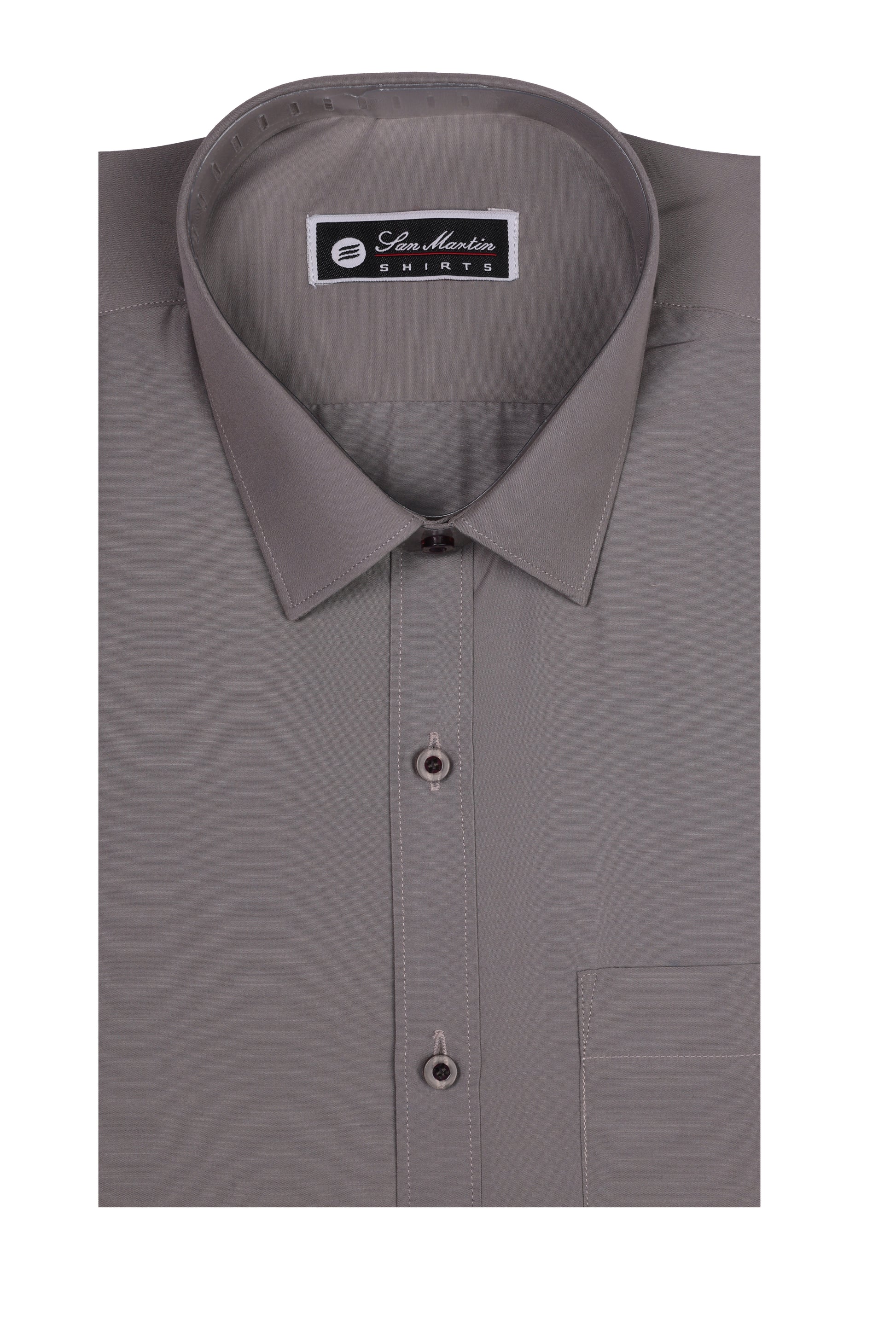 San Martin Formal Taupe Grey Polyester Cotton shirt full sleeves