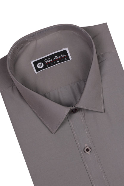 San Martin Formal Taupe Grey Polyester Cotton shirt full sleeves