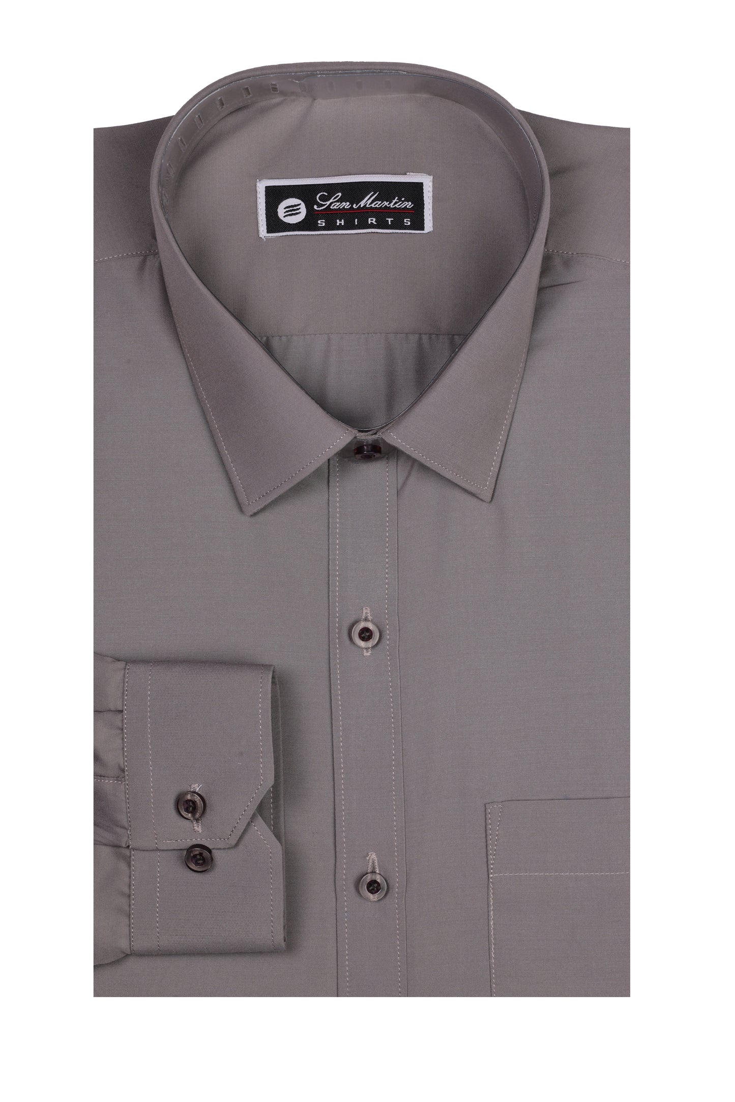 San Martin Formal Taupe Grey Polyester Cotton shirt full sleeves