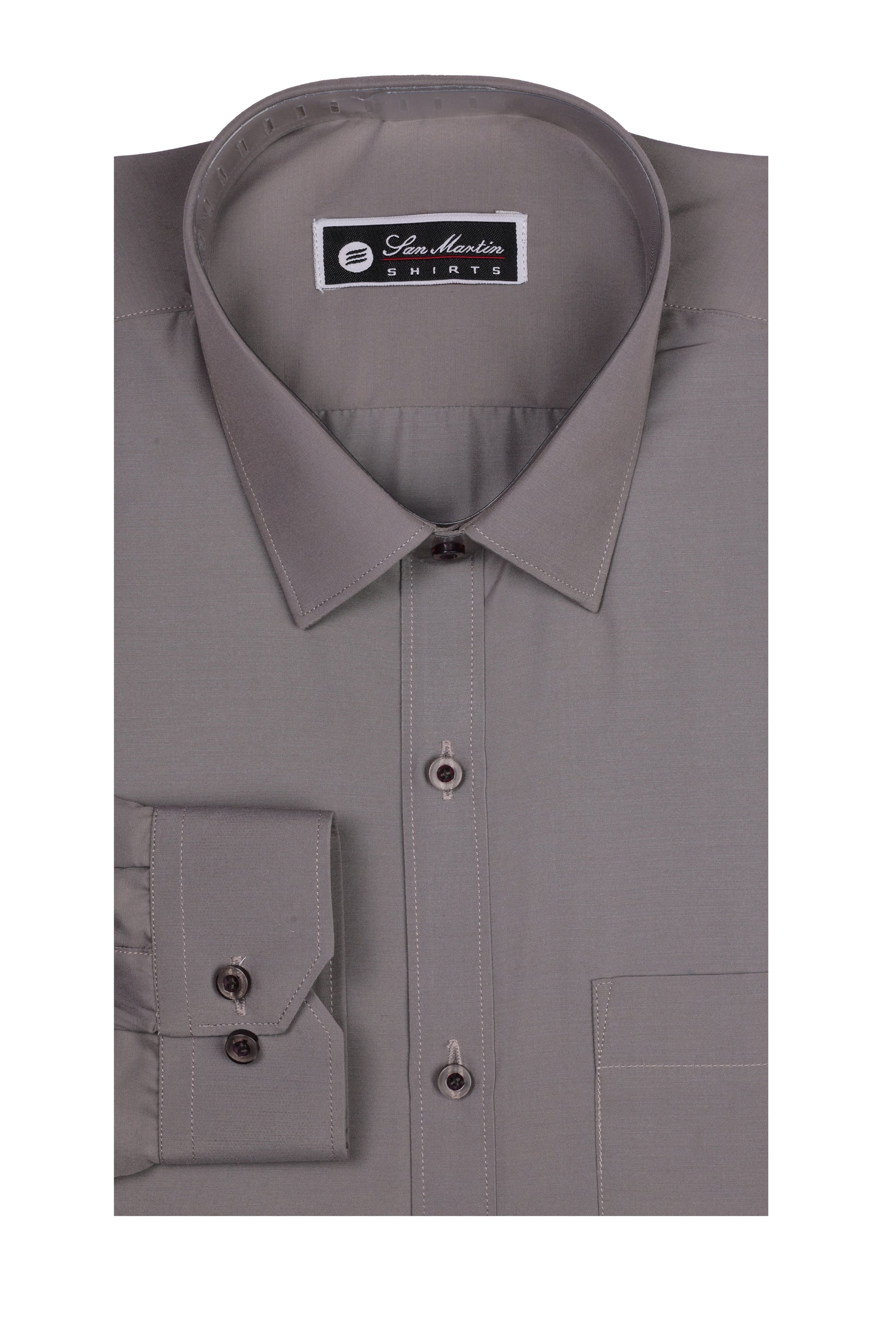 San Martin Formal Taupe Grey Polyester Cotton shirt full sleeves