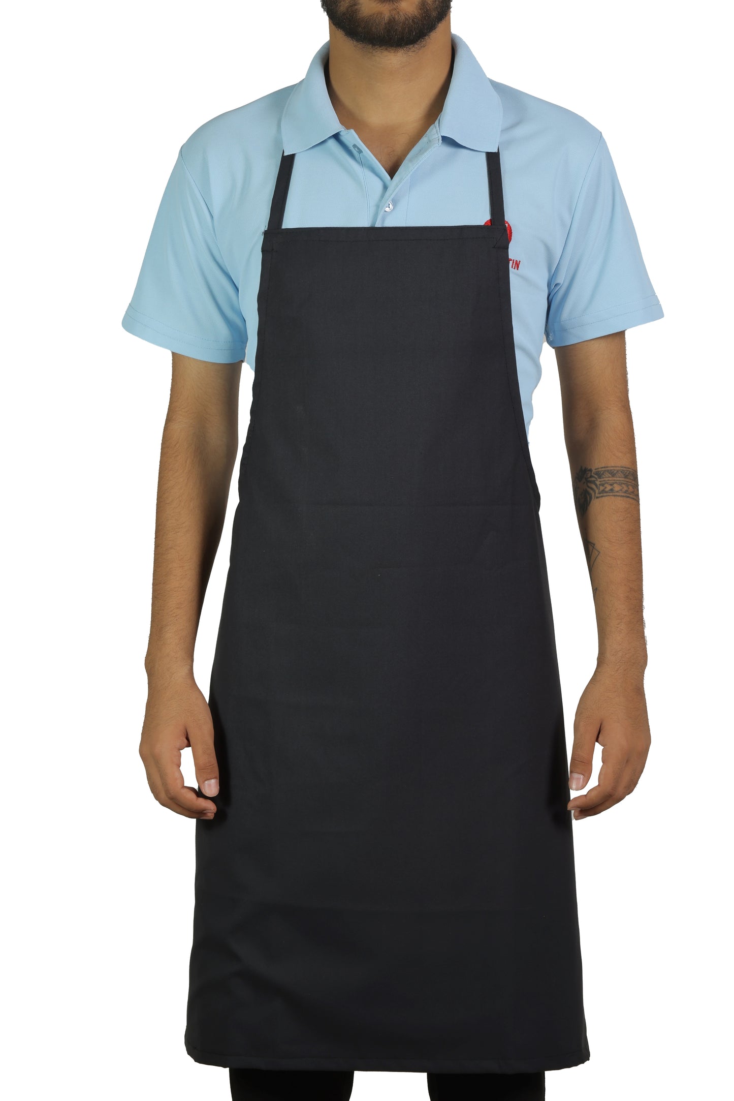 San Martin Navy Blue Washing Neck Apron Polyester Viscose durable breathable and fire resistance fabric with inner washing plastic material