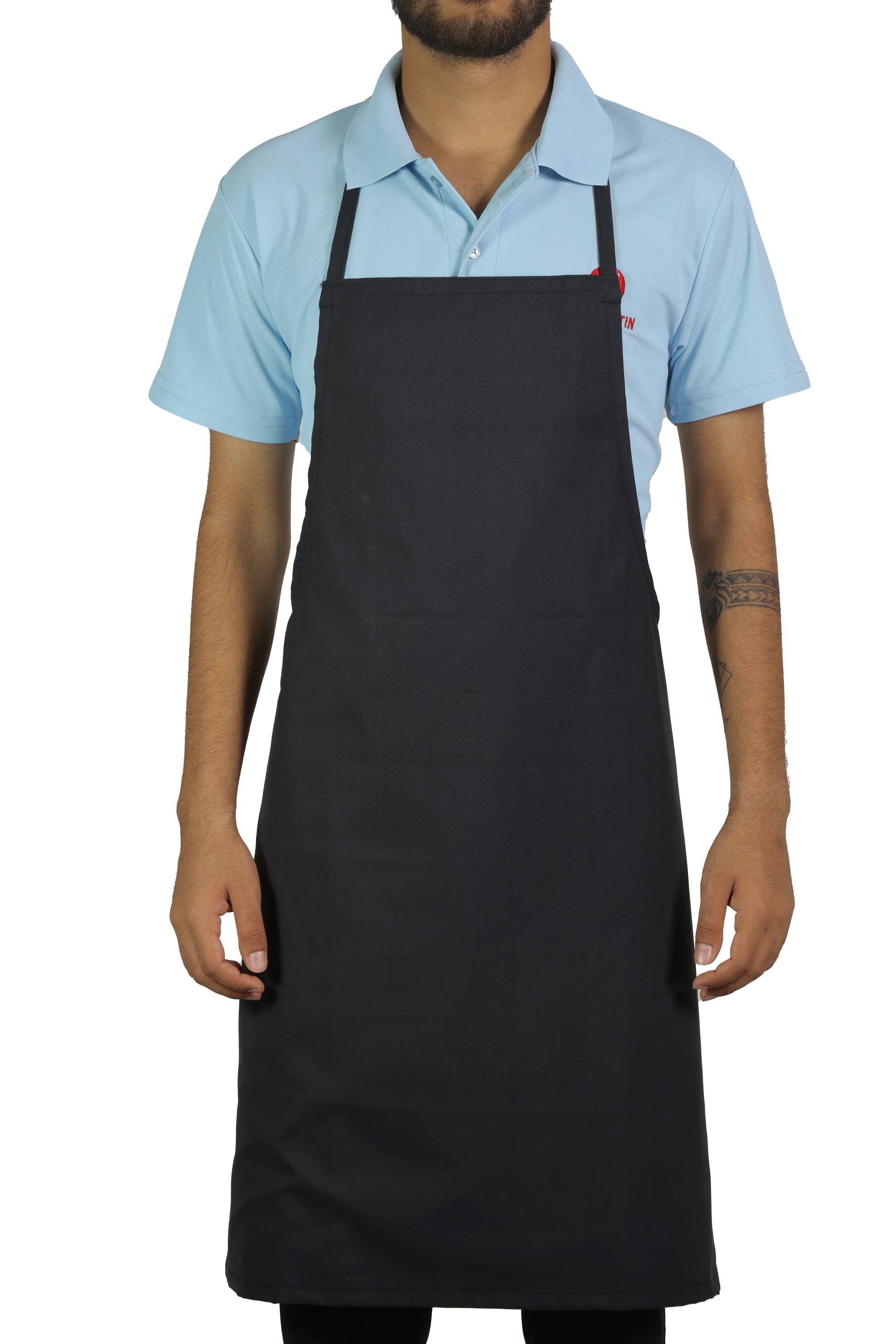 San Martin Navy Blue Washing Neck Apron Polyester Viscose durable breathable and fire resistance fabric with inner washing plastic material